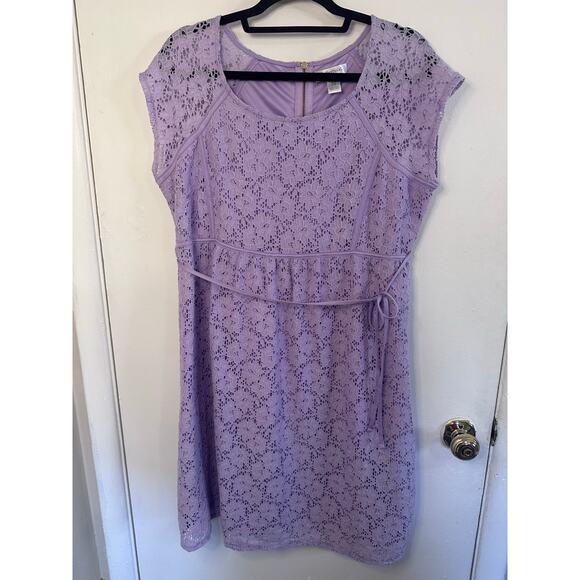 Womans motherhood Maternity lilac purple short lace babydoll dress size Large - Picture 2 of 7